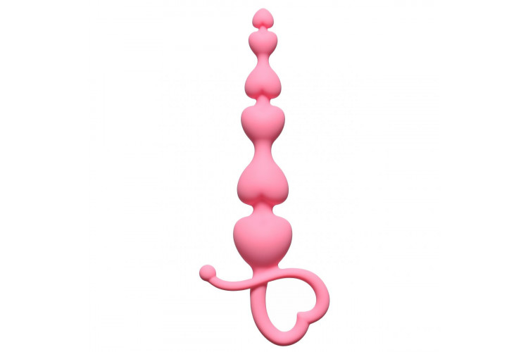 Розовая анальная цепочка Begginers Beads - 18 см.