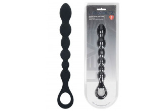 Черная силиконовая цепочка Beaded Snake Silicone Anal Probe with Loop - 26 см.