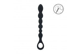 Черная силиконовая цепочка Beaded Snake Silicone Anal Probe with Loop - 26 см.
