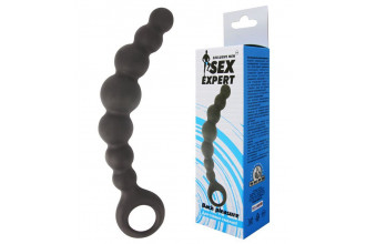 Чёрная анальная цепочка Sex Expert - 15 см.