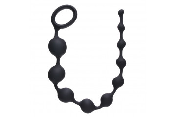 Чёрная анальная цепочка Long Pleasure Chain - 35 см.