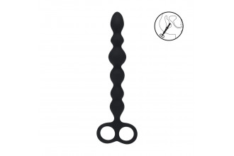 Черная анальная цепочка Beaded Silicone Anal Probe with Double Loop - 24 см.