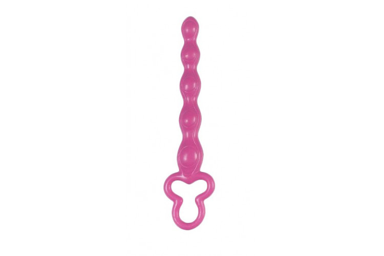 Розовая анальная цепочка Clover Anal Rod - 18 см.
