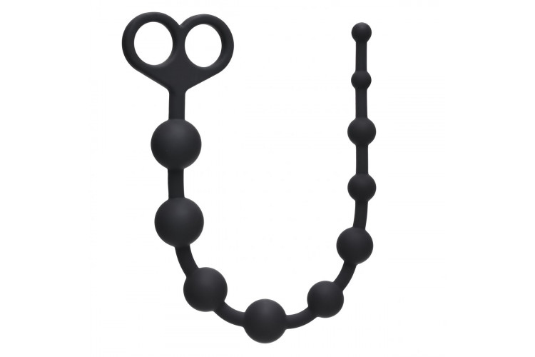 Чёрная анальная цепочка Orgasm Beads - 33,5 см.