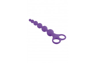 Фиолетовая анальная цепочка 8 Inch Ribbed Silicone Anal Beads - 26 см.
