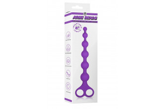 Фиолетовая анальная цепочка 8 Inch Ribbed Silicone Anal Beads - 26 см.