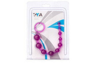 Фиолетовая анальная цепочка с кольцом - 30 см.