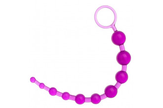 Фиолетовая анальная цепочка с кольцом - 30 см.