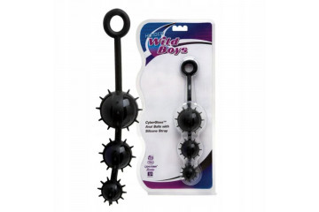 Чёрные стеклянные анальные шарики в силиконовом коконе