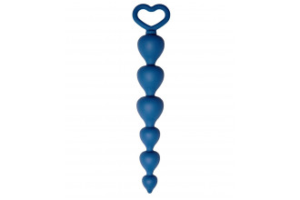 Синяя анальная цепочка Heart Ray - 17,5 см.