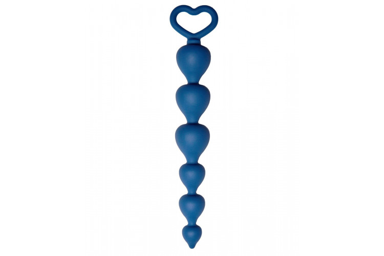Синяя анальная цепочка Heart Ray - 17,5 см.