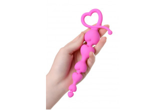 Розовая силиконовая анальная цепочка Sweety - 18,5 см.