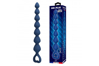 Синяя анальная цепочка - 26,7 см.