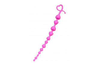 Розовая силиконовая анальная цепочка Long Sweety - 34 см.