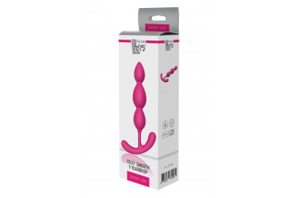 Розовая анальная цепочка Silky Smooth T-Teardrop - 14 см.