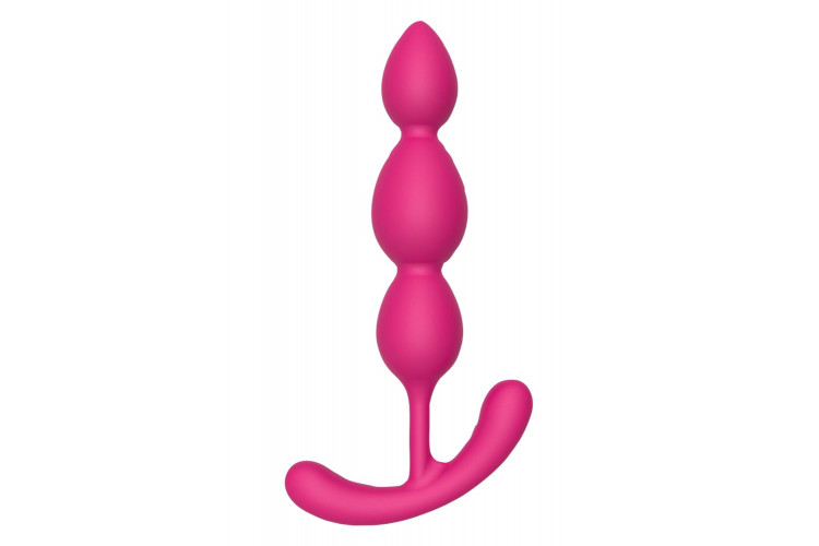 Розовая анальная цепочка Silky Smooth T-Teardrop - 14 см.