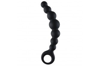 Чёрная упругая анальная цепочка Flexible Wand - 18 см.