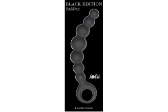 Чёрная упругая анальная цепочка Flexible Wand - 18 см.