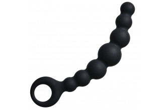 Чёрная упругая анальная цепочка Flexible Wand - 18 см.