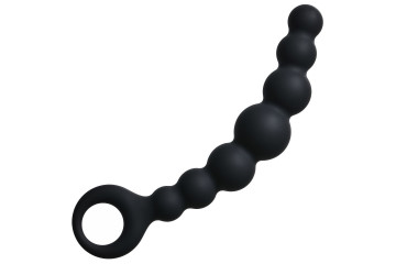 Чёрная упругая анальная цепочка Flexible Wand - 18 см.