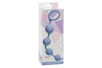 Голубая анальная цепочка Long Pleasure Chain - 35 см.