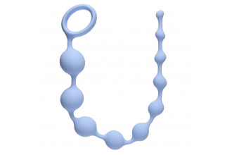 Голубая анальная цепочка Long Pleasure Chain - 35 см.
