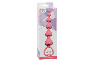 Розовая анальная цепочка Heart s Beads Pink - 18 см.