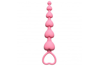 Розовая анальная цепочка Heart s Beads Pink - 18 см.