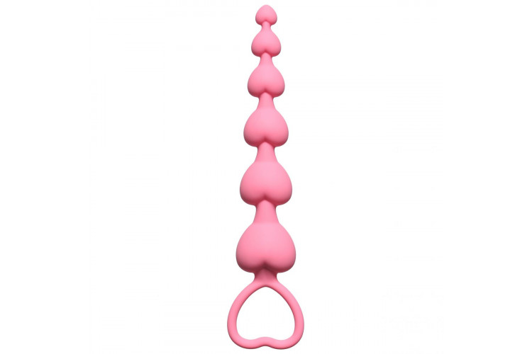 Розовая анальная цепочка Heart s Beads Pink - 18 см.