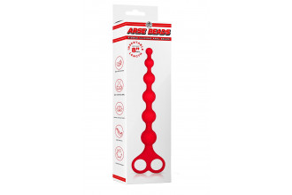 Красная анальная цепочка Ribbed Silicone Anal Beads - 26 см.