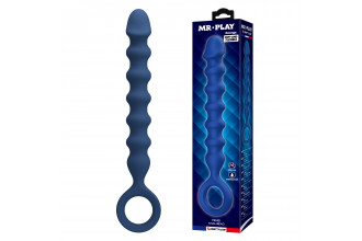 Синяя анальная цепочка - 28,5 см.