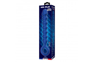 Синяя анальная цепочка - 28,5 см.