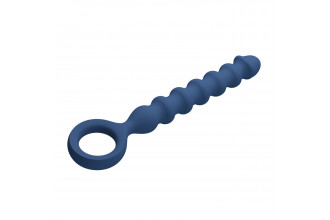Синяя анальная цепочка - 28,5 см.