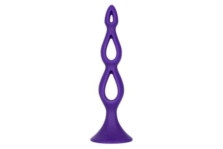 Фиолетовая анальная елочка Silicone Triple Probe - 14,5 см.