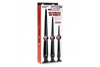 Набор из 3 черных больших гибких анальных стимуляторов Slim Tapered Anal Hose Trainer Set