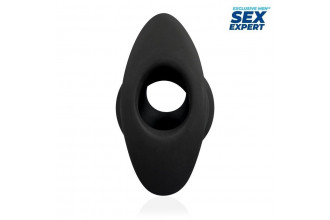 Черный рельефный анальный стимулятор-тоннель - 10 см.