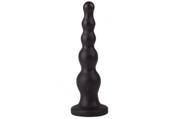 Чёрная анальная ёлочка с ограничительным основанием - 17,5 см.