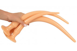 Набор из 3 телесных удлиненных анальных пробок Super Long Flexible Butt Plug Set