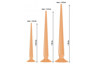 Набор из 3 телесных удлиненных анальных пробок Super Long Flexible Butt Plug Set
