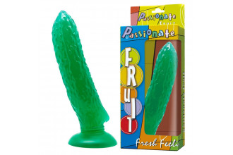 Зеленый стимулятор на присоске в форме огурца Cucumber - 17 см.