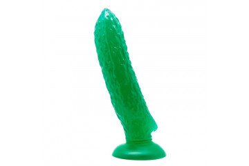 Зеленый стимулятор на присоске в форме огурца Cucumber - 17 см.