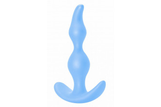 Голубая анальная пробка Bent Anal Plug Black - 13 см.