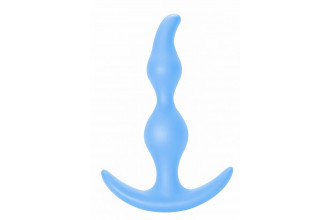 Голубая анальная пробка Bent Anal Plug Black - 13 см.
