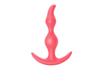 Розовая анальная пробка Bent Anal Plug Black - 13 см.