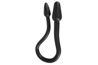 Черный двусторонний анальный плаг с гибким соединением Double Plug