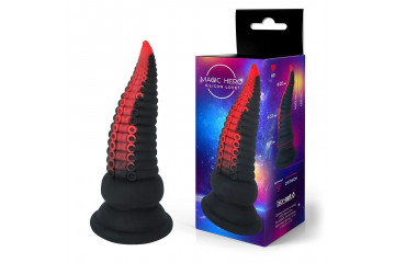 Черно-красный фантазийный анальный стимулятор-щупальце - 12,5 см.