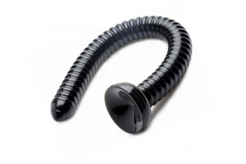 Черный анальный стимулятор-гигант Hosed Ribbed Anal Snake Dildo - 50,8 см.