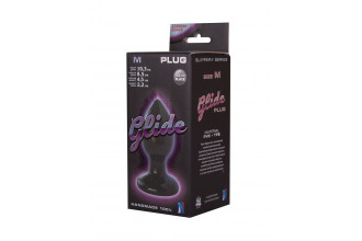 Черный анальный плаг Glide M - 10,3 см.