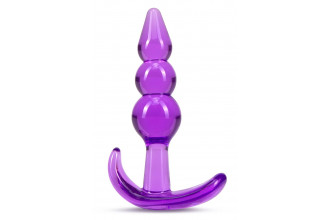 Фиолетовый анальный стимулятор Triple Bead Anal Plug - 9 см.