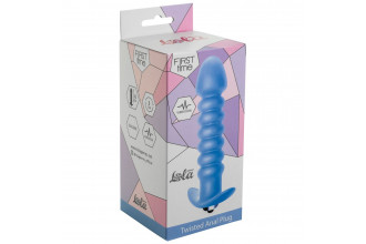 Голубая анальная вибропробка Twisted Anal Plug - 13 см.